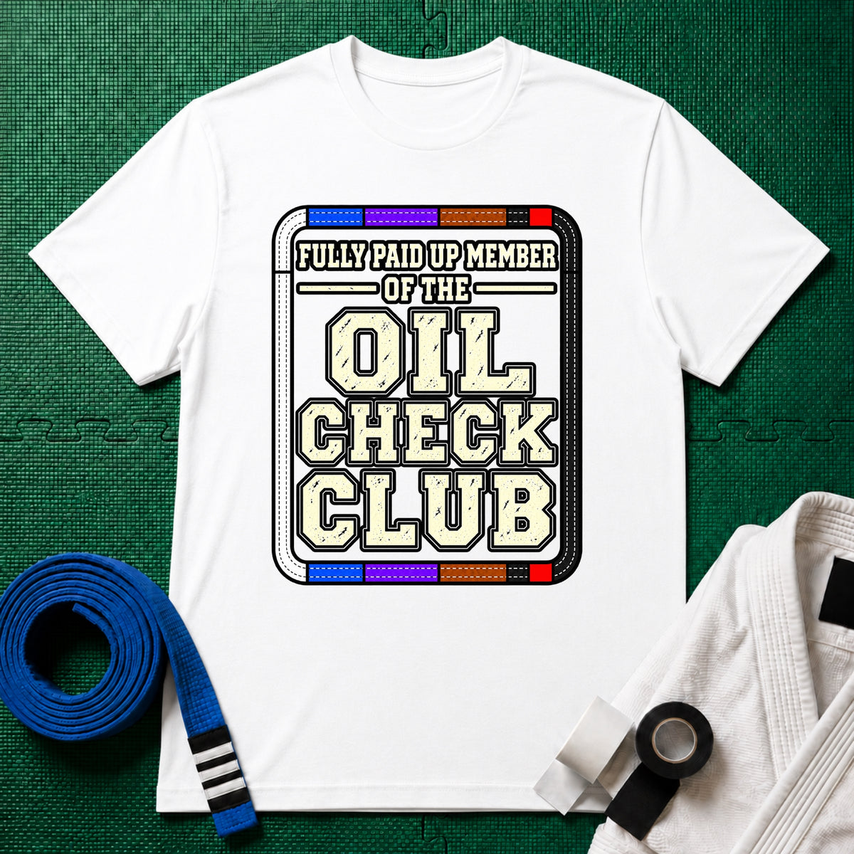Paid Up Oil Check T-Shirt