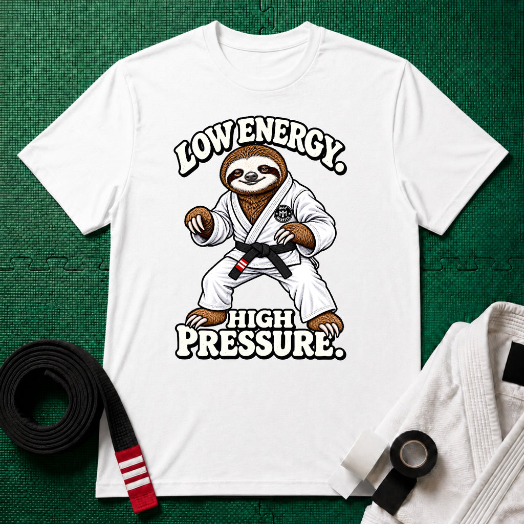Low Energy Sloth Black Belt T-Shirt