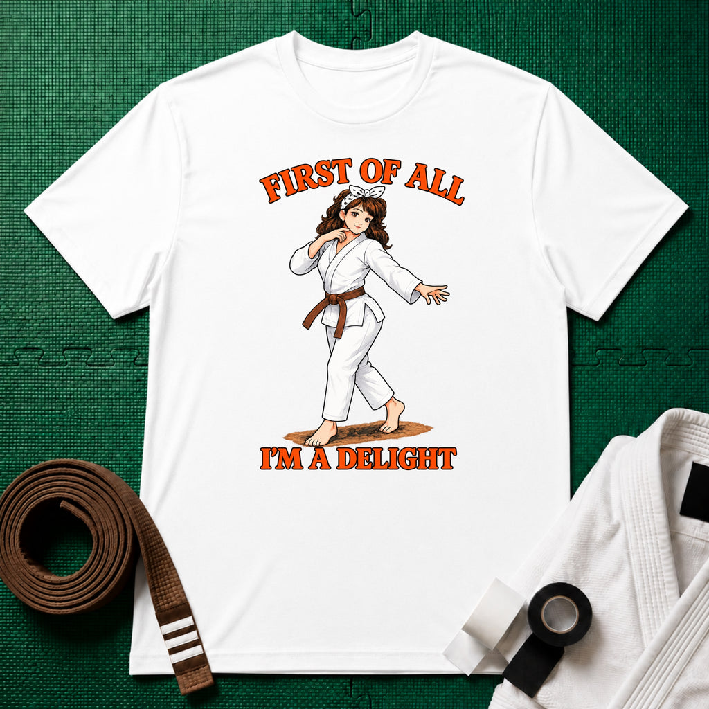 I'm a Delight Brown Belt T-Shirt in White