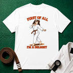 I'm a Delight Brown Belt T-Shirt in White