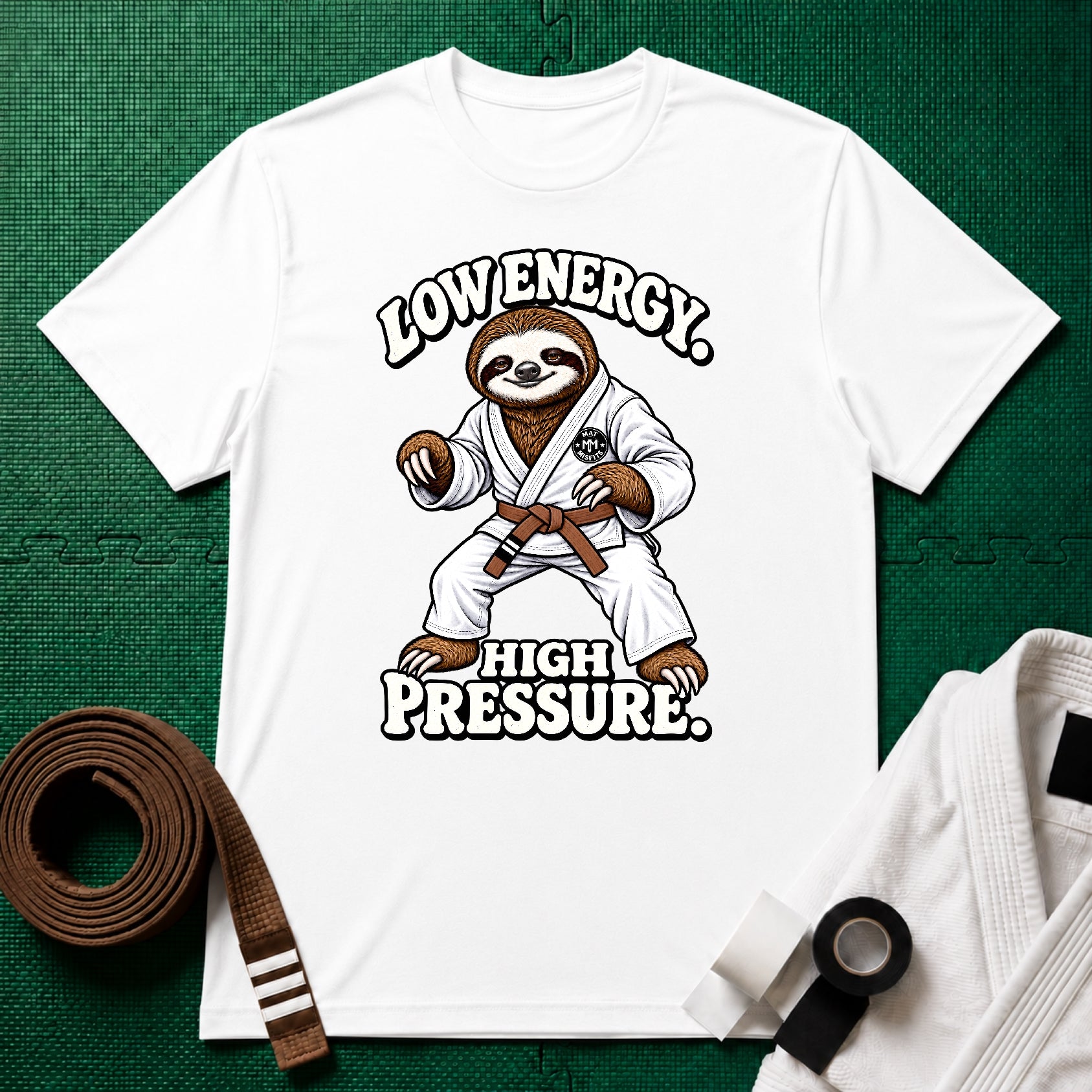 Low Energy Sloth Brown Belt T-Shirt