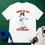 I'm a Delight Blue Belt T-Shirt in White