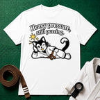 Still Purring Brown Belt T-Shirt in White