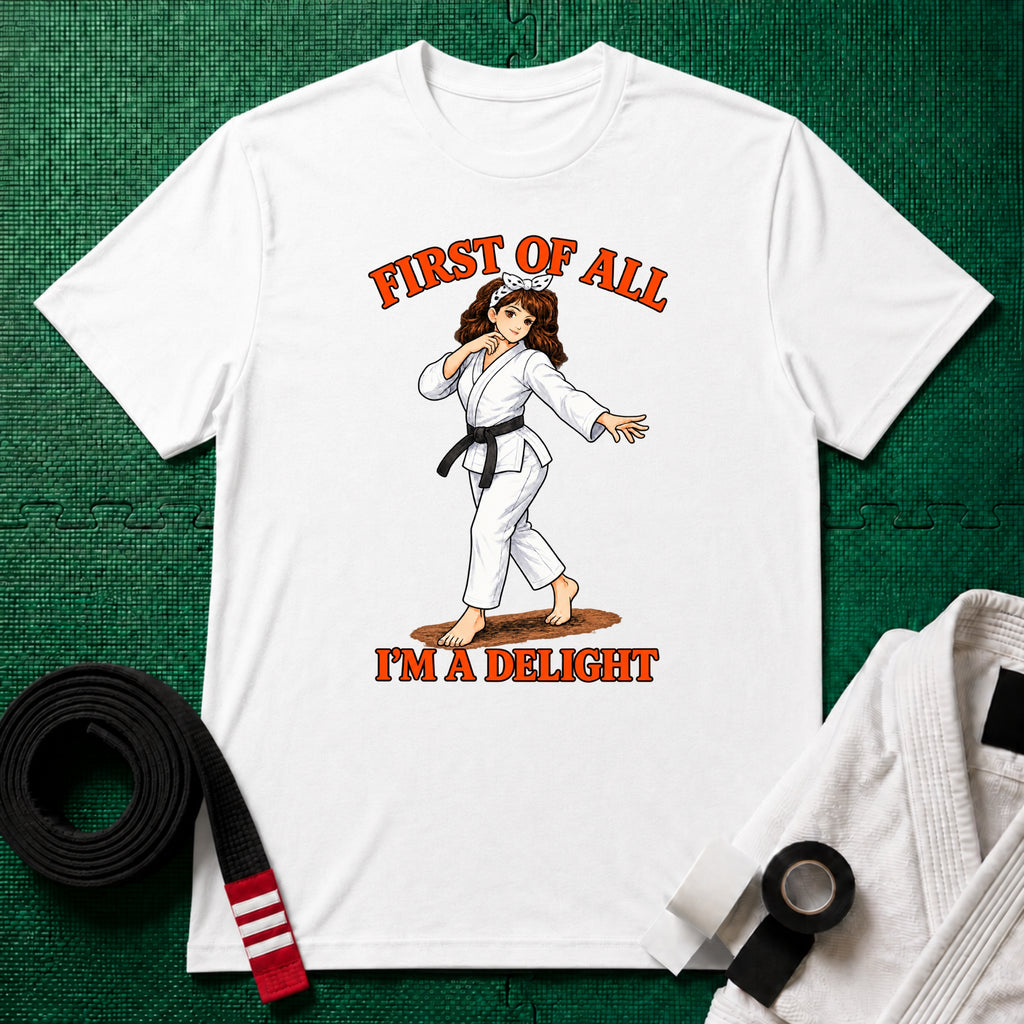I'm a Delight Black Belt T-Shirt in White