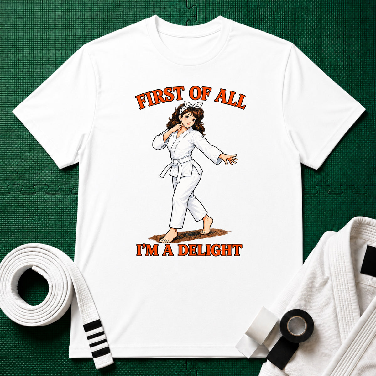 I'm a Delight White Belt T-Shirt in White